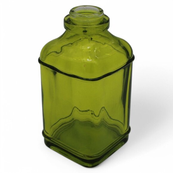 Vintage Olive Green Square Glass Apothecary Bottle Jar Decorative - Picture 4 of 6
